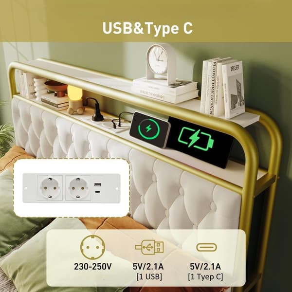 Kalustettu sänky Yhden hengen vuode latauksella USB-lataustoiminto LED-sängyn runko metallinen sängyn runko ja 2 laatikkoa, sametti (ilman patjaa)