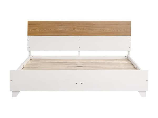 Dubbelsäng för vuxna 160x200 cm - furu + MDF + flerskiktspaneler - Vit & Natur