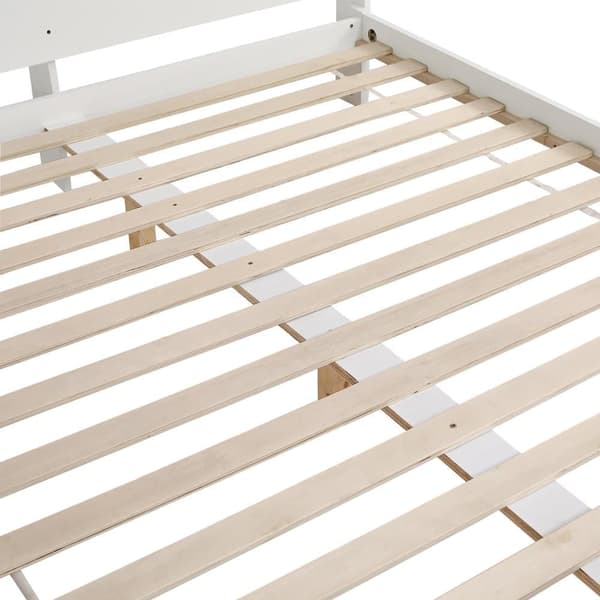 Dubbelsäng för vuxna 160x200 cm - furu + MDF + flerskiktspaneler - Vit & Natur