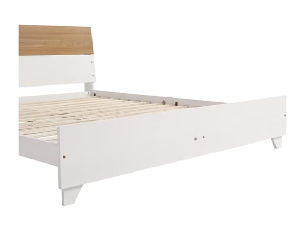 Dubbelsäng för vuxna 160x200 cm - furu + MDF + flerskiktspaneler - Vit & Natur