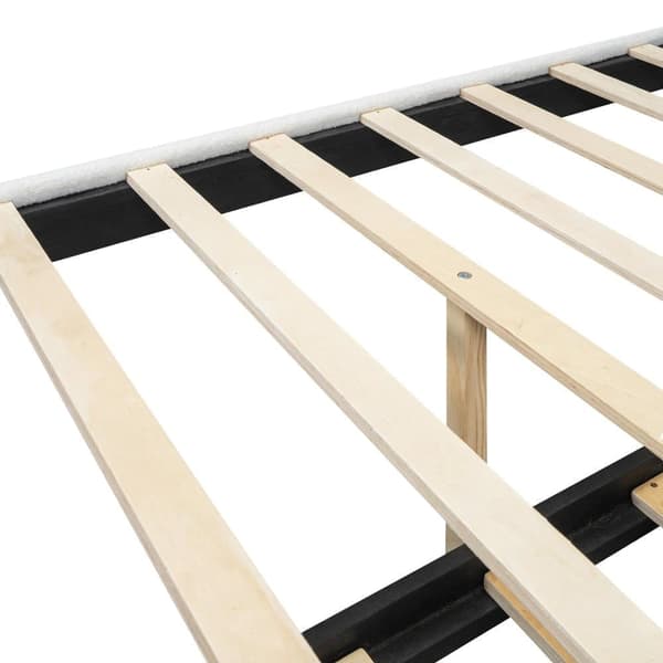 Flad seng, polstret, med praktisk udtrækssovesofa, minimalistisk design, hvid
