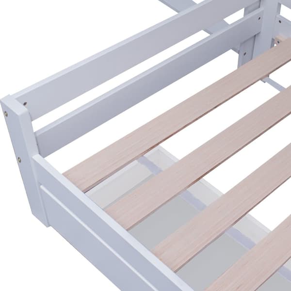Mezzanine-säng med soffa + hylla + stege - fururam - 90x200cm - Vit