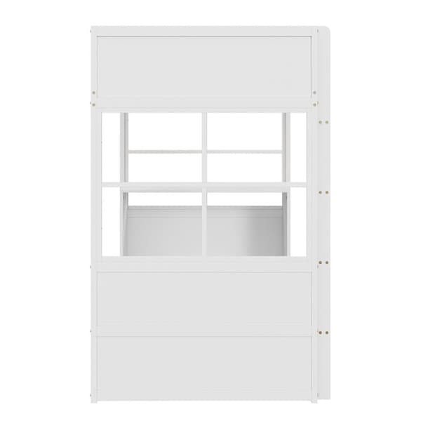 Mezzanine-vuode 90x200cm - kirjoituspöydällä ja turvakaiteilla - valkoinen
