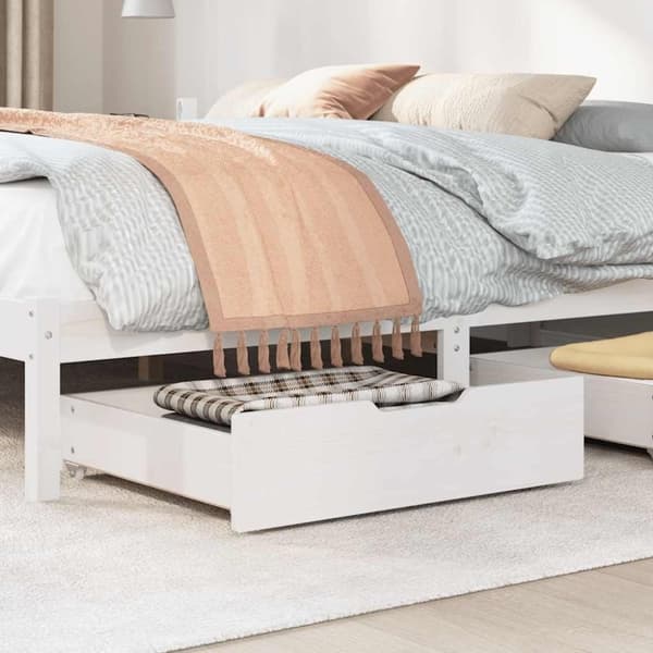 vidaXL Sänglådor 2 st vit 75x55x16 cm massiv furu