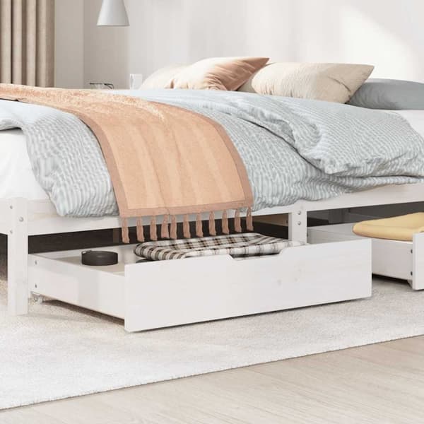 vidaXL Sengeskuffer 2 stk hvit 80x55x17 cm heltre furu