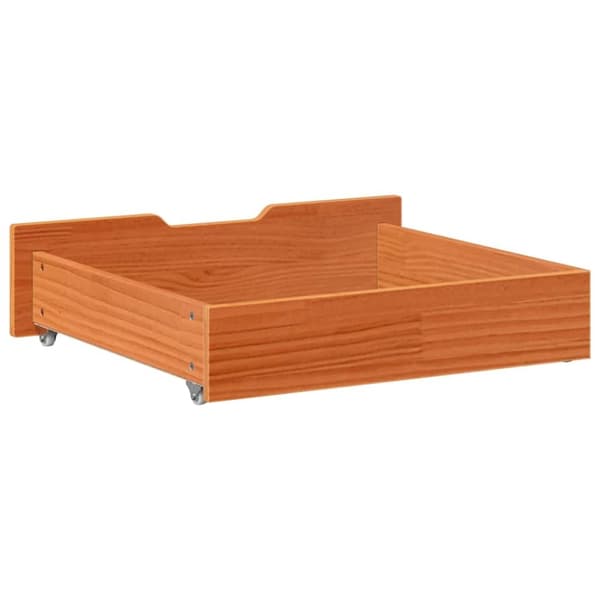vidaXL Sengeskuffer 2 stk voksbrun 75x55x17 cm heltre furu
