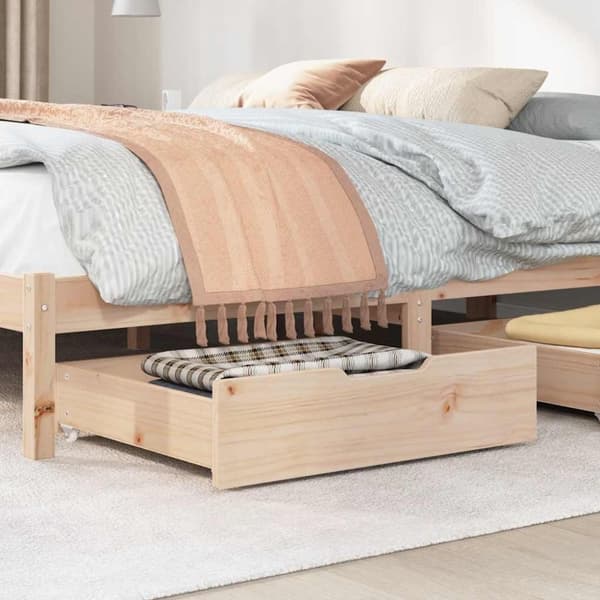 vidaXL Sengeskuffer med hjul 2 stk 75x55x17 cm heltre furu