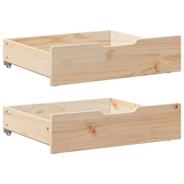 vidaXL Sengeskuffer med hjul 2 stk 75x55x17 cm heltre furu