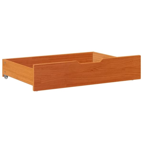 vidaXL Sengeskuffer 2 stk voksbrun 80x55x17 cm heltre furu