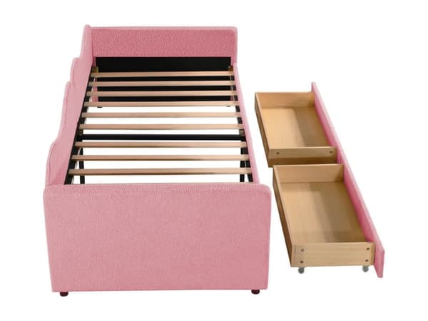 Sängbänk 90x200cm med 2 lådor - i tiddy sammet