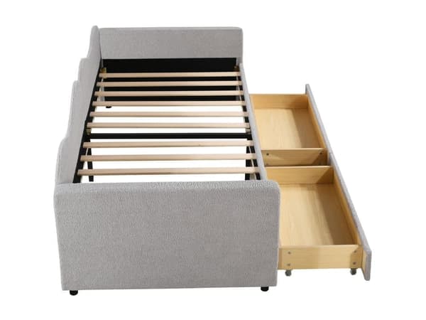 Sängbänk 90x200cm med 2 lådor - i tiddy sammet