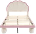 Miniatyrbillede 4 af 8: Velour tremmeseng med LED - skalformet sengegavl - med elastisk bund