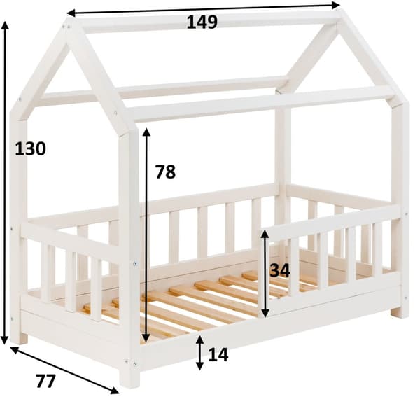 Massiivipuinen lasten sänky, Montessori-sänky, House-sänky