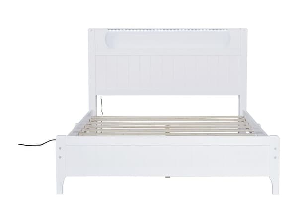 140x200cm dobbeltseng m/ LED - Træ og MDF - Hvid