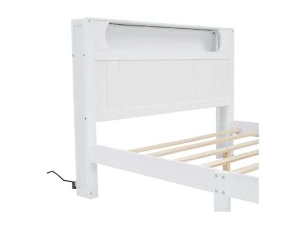 140x200cm dobbeltseng m/ LED - Træ og MDF - Hvid