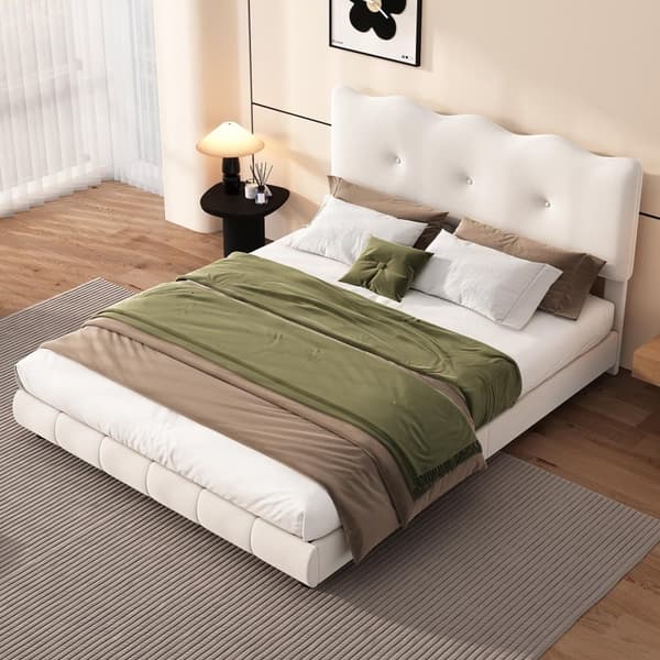 Voksenseng 140x200cm i velour - med fjederbund Hvid