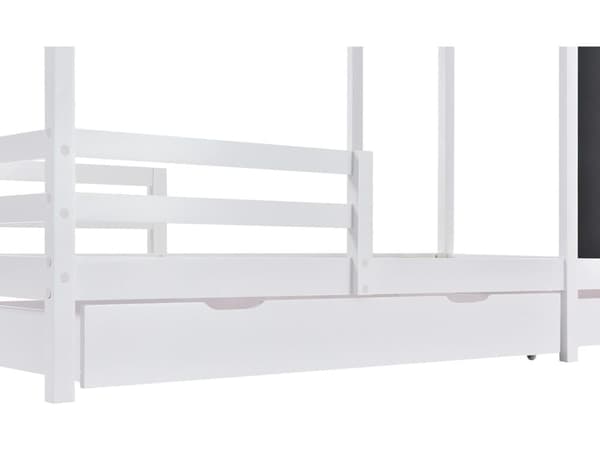 Kabineseng 90x200cm - Massivt træ - med skrivetavle og 2 skuffer - hvid