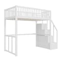 Miniatyrbild 11 av 11: Mezzanine-säng 90x200cm i trä - med bord och förvaringstrappa