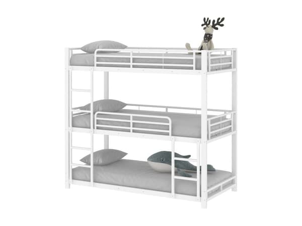 Trippel våningssäng i järn - 3x90x200cm - Vit