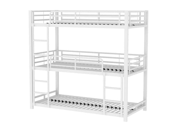 Trippel våningssäng i järn - 3x90x200cm - Vit