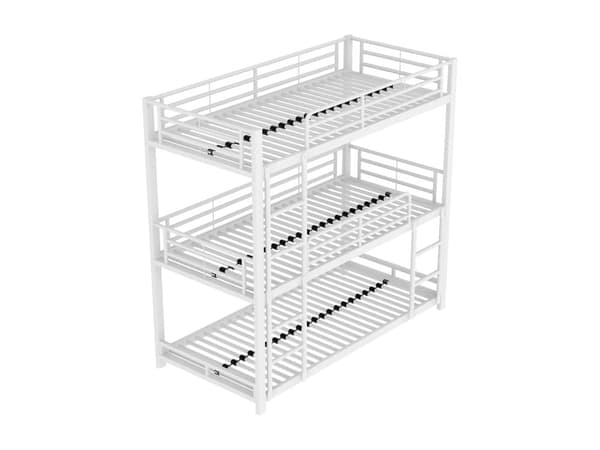 Trippel våningssäng i järn - 3x90x200cm - Vit