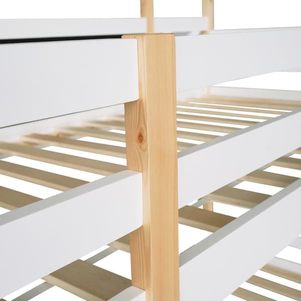 Cabane Køjeseng 90x200cm med Opbevaringsstige og Skriveplade - Bundplade - Hvid