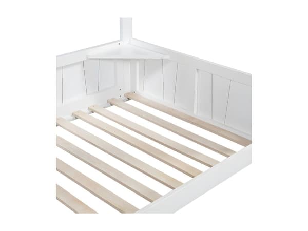Våningssäng 90x200cm med stege och hylla - furu och MDF - Vit