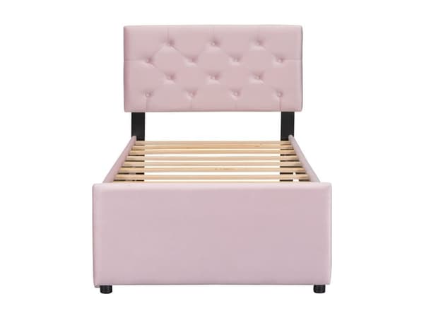 Enkeltseng 90x200cm i velour - med snubleseng - med fjederbund - (madras medfølger ikke)
