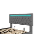 Miniatyrbillede 8 af 10: Sengegavl i linned med LED - USB- og Type-C-stik på sengen - med lamelbund