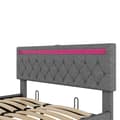 Miniatyrbillede 9 af 10: Sengegavl i linned med LED - USB- og Type-C-stik på sengen - med lamelbund