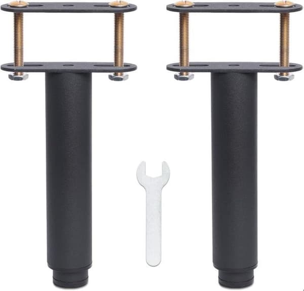Universal bäddfot för lamellbotten utan borrning | Höjd: 15cm(+12,5cm) Justerbar | Svart | Metallic | Rund ø3,8cm