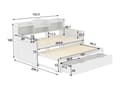 Miniatyrbillede 4 af 8: Sovesofa i træ 90x200cm - med sammenklappelig seng 90x190cm og 2 skuffer - med USB-stik - Hvid