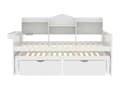 Miniatyrbillede 7 af 8: Sovesofa i træ 90x200cm - med sammenklappelig seng 90x190cm og 2 skuffer - med USB-stik - Hvid