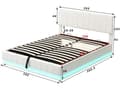 Miniatyrbild 8 av 8: Boxsäng i läderimitation med LED + lamellbotten + justerbar huvudgavel - Vit