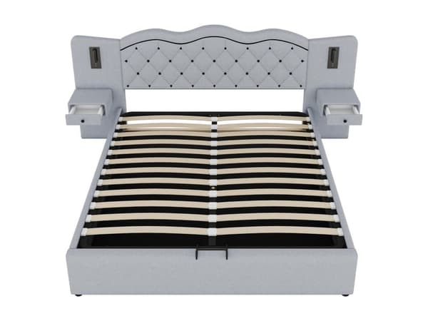 Sengelinned Toiletseng 180x200 cm - 2 natborde med USB-stik og lamper