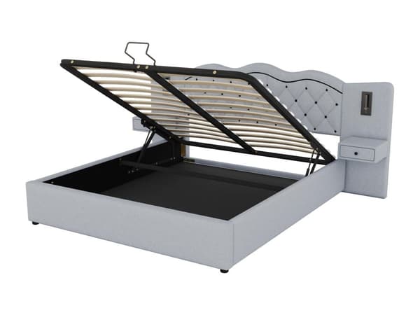 Sengelinned Toiletseng 180x200 cm - 2 natborde med USB-stik og lamper