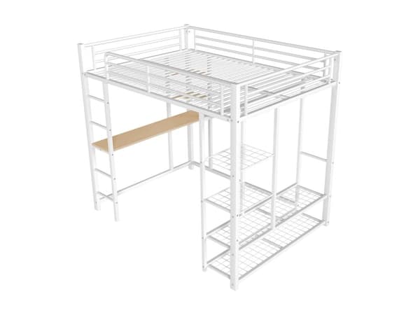 Metal hems - med bord og hylder - Hvid