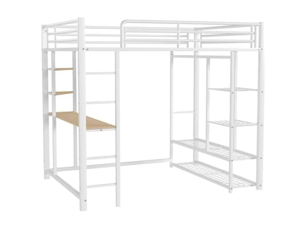 Metal hems - med bord og hylder - Hvid