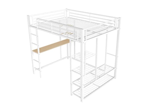 Metal hems - med bord og hylder - Hvid