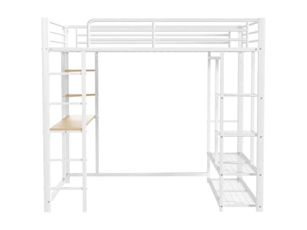 Metal hems - med bord og hylder - Hvid
