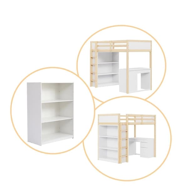 Mezzanine-säng 90x200 cm - med förvaringsenheter och skrivbord - massivt trä