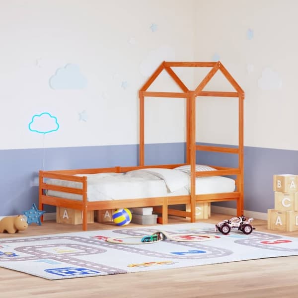 Tak till barnsäng vaxbrun 98x70x176,5 cm massiv furu