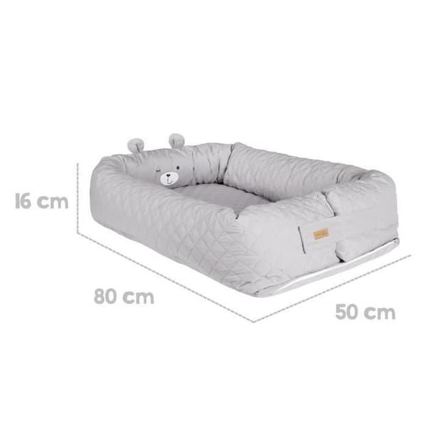 ROBA Mysig "roba Style" Baby Nest - "Sammy" Bear Ansiktsmönster - Silvergrå