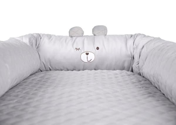 ROBA Mysig "roba Style" Baby Nest - "Sammy" Bear Ansiktsmönster - Silvergrå