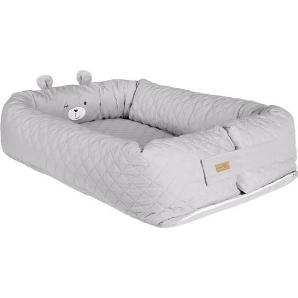 ROBA Mysig "roba Style" Baby Nest - "Sammy" Bear Ansiktsmönster - Silvergrå