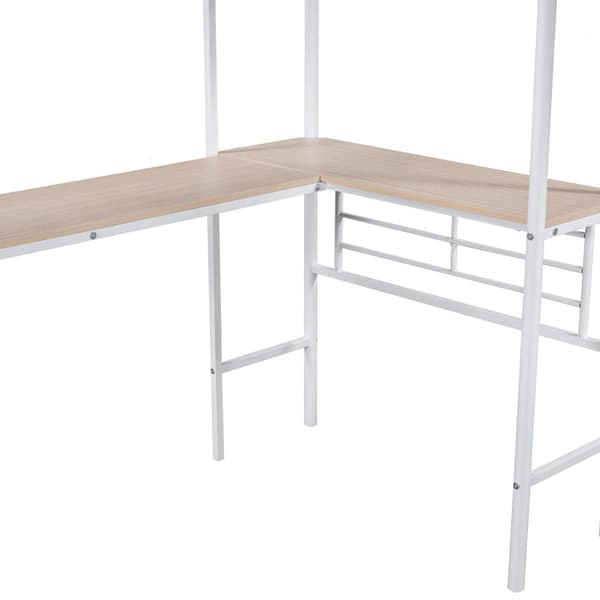 Parvisänky - 2 vuodetta 90 x 200 cm - 2 työpöytää sängyn alla - valkoinen