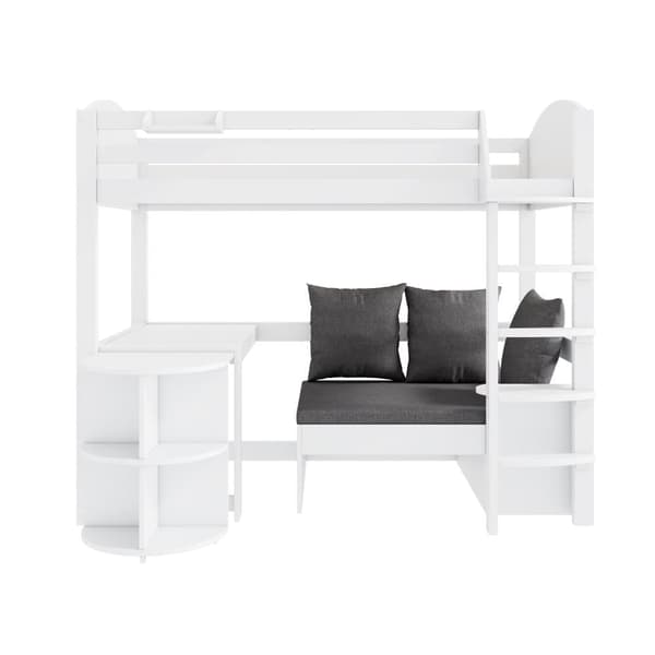 Hems seng børn hvid 90x200 med stigebord sofa opbevaring hynder træ