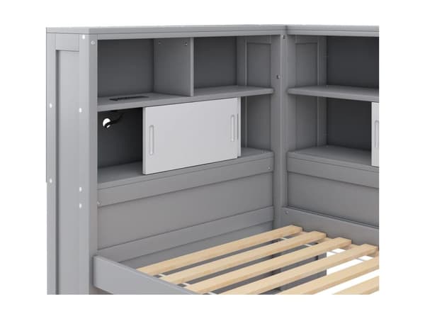Utdragbar säng av massivt trä, 90 x 200 cm, med USB-laddningsuttag -Vit
