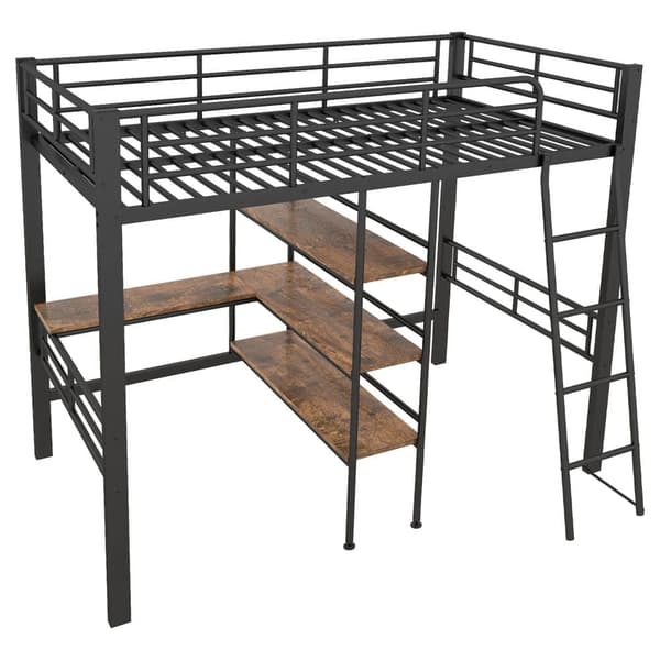 Hems 90 x 200 cm - med skrivebord og hylder - sort
