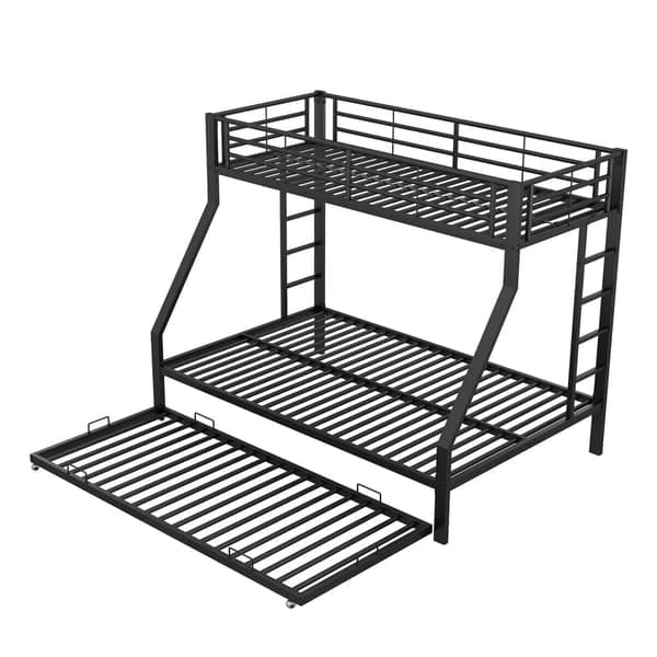 Våningssäng 90/140 x 200 cm med utdragbar säng 90 x 190 cm - metallram - svart